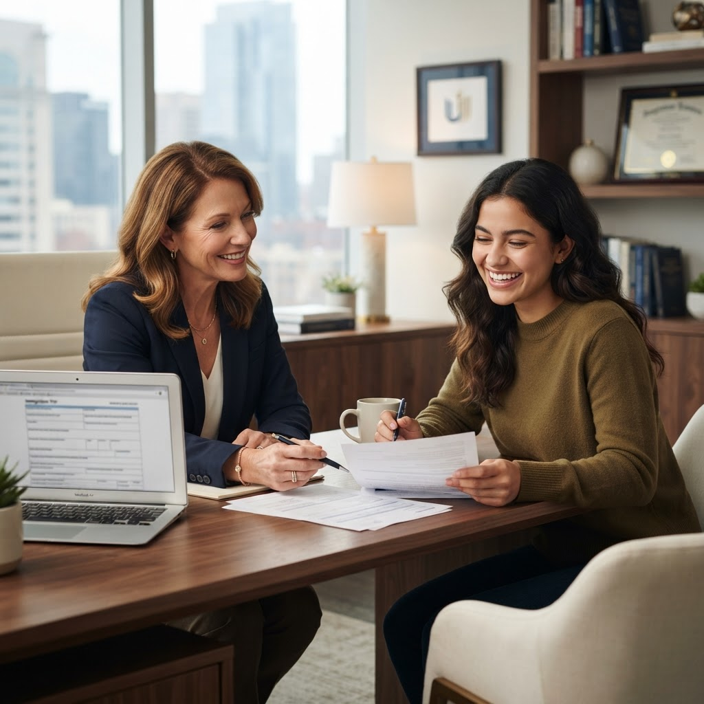 A TouchSky advisor guiding a client through their visa options