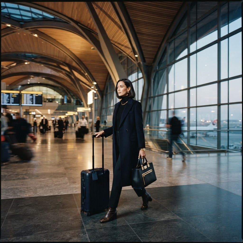 Traveller at a modern airport terminal